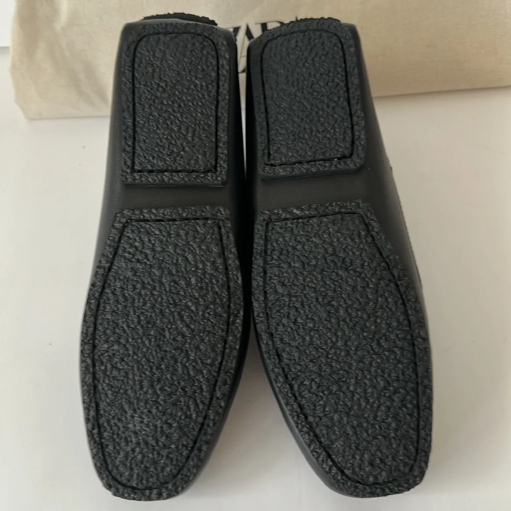 Zara Men's Black Leather Boat Shoes Size 7